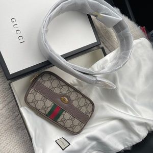 Gucci GG Supreme Monogram Small IPhone Belt Bag Dark Brown